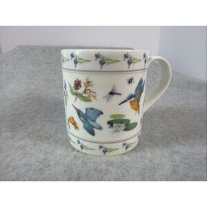 Halcyon Days Bone China Kingfisher Dragonfly Mug Cup Made in England Cylinder